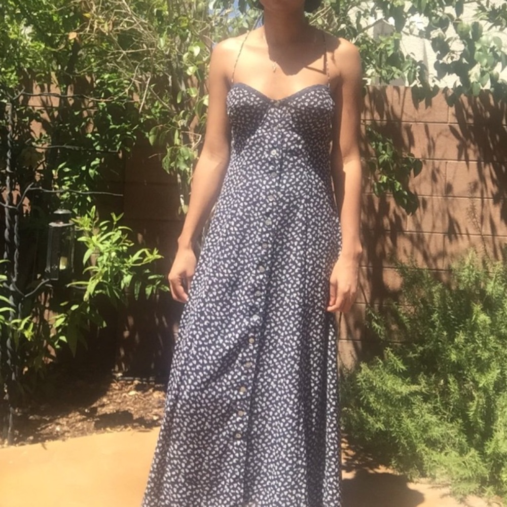Vintage DKNY floral button down maxi dress